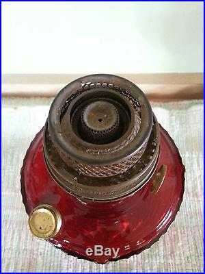 Ruby Red Aladdin Lamp, Short Lincoln Drape, Antique Kerosene Lamp, Minty