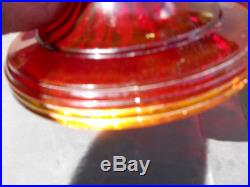 Ruby Red Glass Beehive Aladdin Oil Kerosene Lamp Amberina Foot & Display Burner