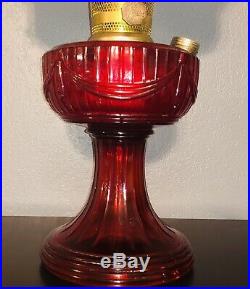 Ruby Red Short Lincoln Drape 1979 Aladdin Lamp With Champagne Red Roses Shade