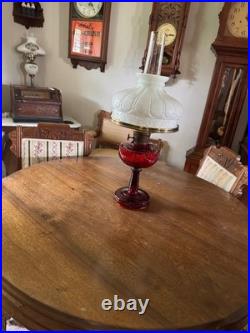 Ruby Red tall lincoln drape Aladdin lamp