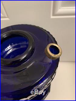 SCALLOPED Foot Antique Cobalt Blue Aladdin Tall Lincoln Drape Oil Kerosene Lamp