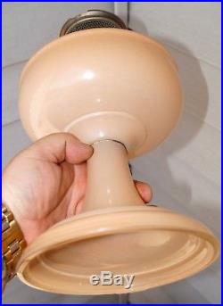 SCARCE 1932 33 Aladdin B Peach Painted Crystal Glass Kerosene Oil Table Lamp
