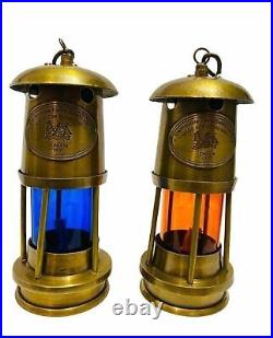 SET OF 2 Lamp Oil Brass Ship Nautical Minor Maritime Antique Boat Light 6