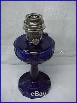 Scallop Foot Aladdin Cobalt Blue Tall Lincoln Drape Oil Lamp, Excel. Cond