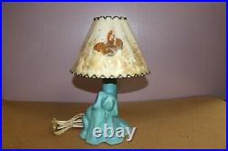 Scarce Puppy Dog Van Briggle Art Pottery Lamp Light WithOriginal Shade & Cord
