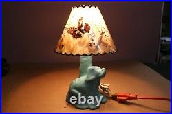 Scarce Puppy Dog Van Briggle Art Pottery Lamp Light WithOriginal Shade & Cord