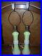 Seoldom Found PAIR of ALADDIN ALACITE TABLE LAMPS with ORIENTAL DESIGN & FINIALS