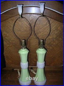 Seoldom Found PAIR of ALADDIN ALACITE TABLE LAMPS with ORIENTAL DESIGN & FINIALS