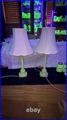 Set Of Vintage Aladdin Electric Alacite Art Deco Boudoir Lamps Uranium