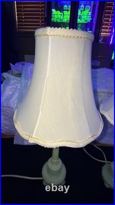 Set Of Vintage Aladdin Electric Alacite Art Deco Boudoir Lamps Uranium