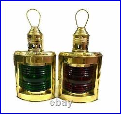 Set of 2 Nautical Brass Port & Star Board Oil Lamp lamp Ship Solid Lantern