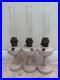 Set of 3 Aladdin Alacite Lincoln Drape Marbled White Cream Oil Lamps withChimneys