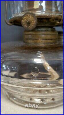 Small 3 1/2 Vtg Clear Glass Kerosene Oil Aladdin Starburst Lamp W Chimney 3