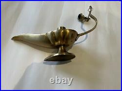 Solid Brass Collectable Large Heavy Genie Lamp With Wick Inside