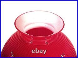 Student Lamp Shade 10 inch Ribbed Red Cased Glass fits Aladdin Oil Kerosene