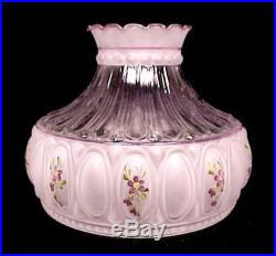 Student Lamp Shade Frosted Glass Purple Violets 10 in Kerosene Oil Fits Aladdin