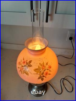 Stunning 3 Pc Antique Aladdin Model 12 Electrified Oil Lamp WithPink Glass Shade