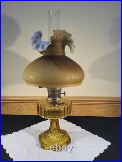 Stunning Aladdin B101 Amber Corinthian Oil Lamp Caramel Cased Ruffled Shade