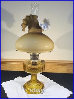 Stunning Aladdin B101 Amber Corinthian Oil Lamp Caramel Cased Ruffled Shade