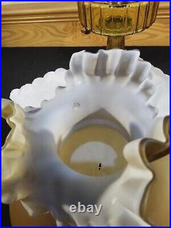 Stunning Aladdin B101 Amber Corinthian Oil Lamp Caramel Cased Ruffled Shade