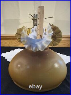 Stunning Aladdin B101 Amber Corinthian Oil Lamp Caramel Cased Ruffled Shade