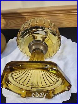 Stunning Aladdin B101 Amber Corinthian Oil Lamp Caramel Cased Ruffled Shade