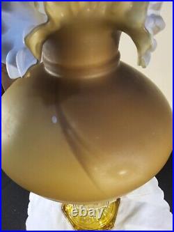 Stunning Aladdin B101 Amber Corinthian Oil Lamp Caramel Cased Ruffled Shade