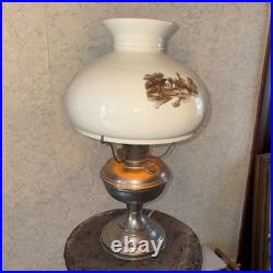Stunning Antique Aladdin Model 11 Electrified Oil Lamp Colonial Farmhouse Shade