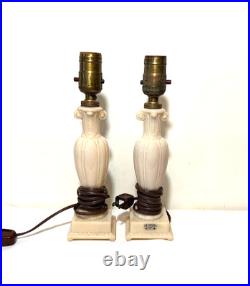 TWO VINTAGE ALADDIN ALACITE BOUDOIR LAMP with ORIGINAL LABEL 11 TALL MID CENTURY