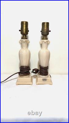 TWO VINTAGE ALADDIN ALACITE BOUDOIR LAMP with ORIGINAL LABEL 11 TALL MID CENTURY
