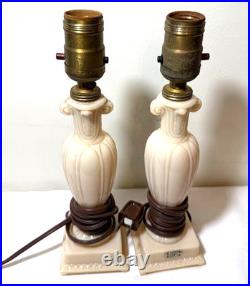 TWO VINTAGE ALADDIN ALACITE BOUDOIR LAMP with ORIGINAL LABEL 11 TALL MID CENTURY