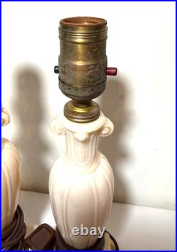 TWO VINTAGE ALADDIN ALACITE BOUDOIR LAMP with ORIGINAL LABEL 11 TALL MID CENTURY