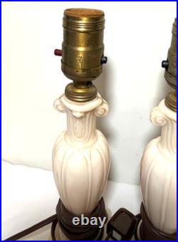 TWO VINTAGE ALADDIN ALACITE BOUDOIR LAMP with ORIGINAL LABEL 11 TALL MID CENTURY