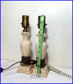 TWO VINTAGE ALADDIN ALACITE BOUDOIR LAMP with ORIGINAL LABEL 11 TALL MID CENTURY