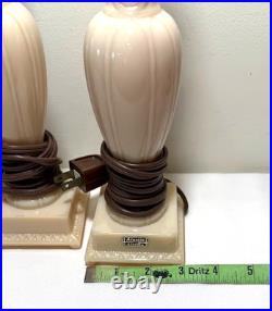 TWO VINTAGE ALADDIN ALACITE BOUDOIR LAMP with ORIGINAL LABEL 11 TALL MID CENTURY