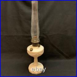 Tall Aladdin Lincoln Drape Alacite Uranium Glass Oil Lamp with Chimney