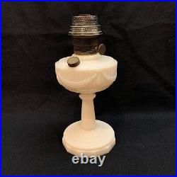 Tall Aladdin Lincoln Drape Alacite Uranium Glass Oil Lamp with Chimney