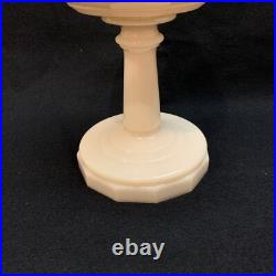 Tall Aladdin Lincoln Drape Alacite Uranium Glass Oil Lamp with Chimney