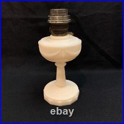 Tall Aladdin Lincoln Drape Alacite Uranium Glass Oil Lamp with Chimney