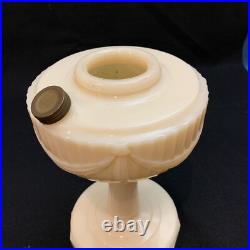 Tall Aladdin Lincoln Drape Alacite Uranium Glass Oil Lamp with Chimney