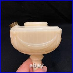 Tall Aladdin Lincoln Drape Alacite Uranium Glass Oil Lamp with Chimney