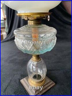 Unique Vintage Fluted Milk Glass Atlas Kerosene Lamp