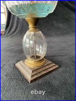 Unique Vintage Fluted Milk Glass Atlas Kerosene Lamp