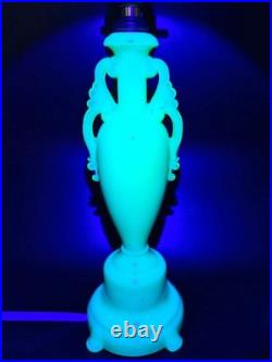 Uranium Glass Aladdin Mini Table Lamp (It glows!)