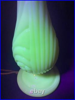 Uranium Glass Old Formula Alacite Boudoir Lamp By Aladdin UV Reactive 1939 Uranium Glass Old Formula Alacite Boudoir Lamp By Aladdin UV Reactive 1939