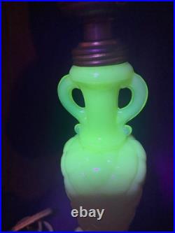 Uranium Glass Old Formula Alacite Boudoir Lamp By Aladdin UV Reactive 1939