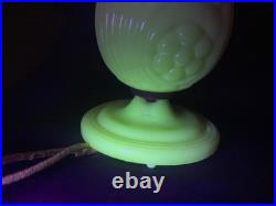 Uranium Glass Old Formula Alacite Boudoir Lamp By Aladdin UV Reactive 1939 Uranium Glass Old Formula Alacite Boudoir Lamp By Aladdin UV Reactive 1939