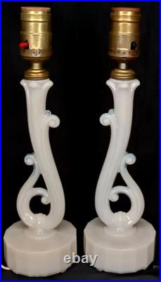 Uranium Glass Old Formula Alacite Boudoir Lamp Set Of 2 Aladdin UV Reactive 1939