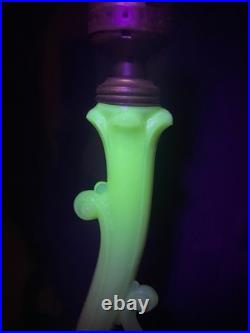 Uranium Glass Old Formula Alacite Boudoir Lamp Set Of 2 Aladdin UV Reactive 1939