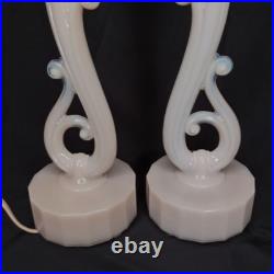 Uranium Glass Old Formula Alacite Boudoir Lamp Set Of 2 Aladdin UV Reactive 1939